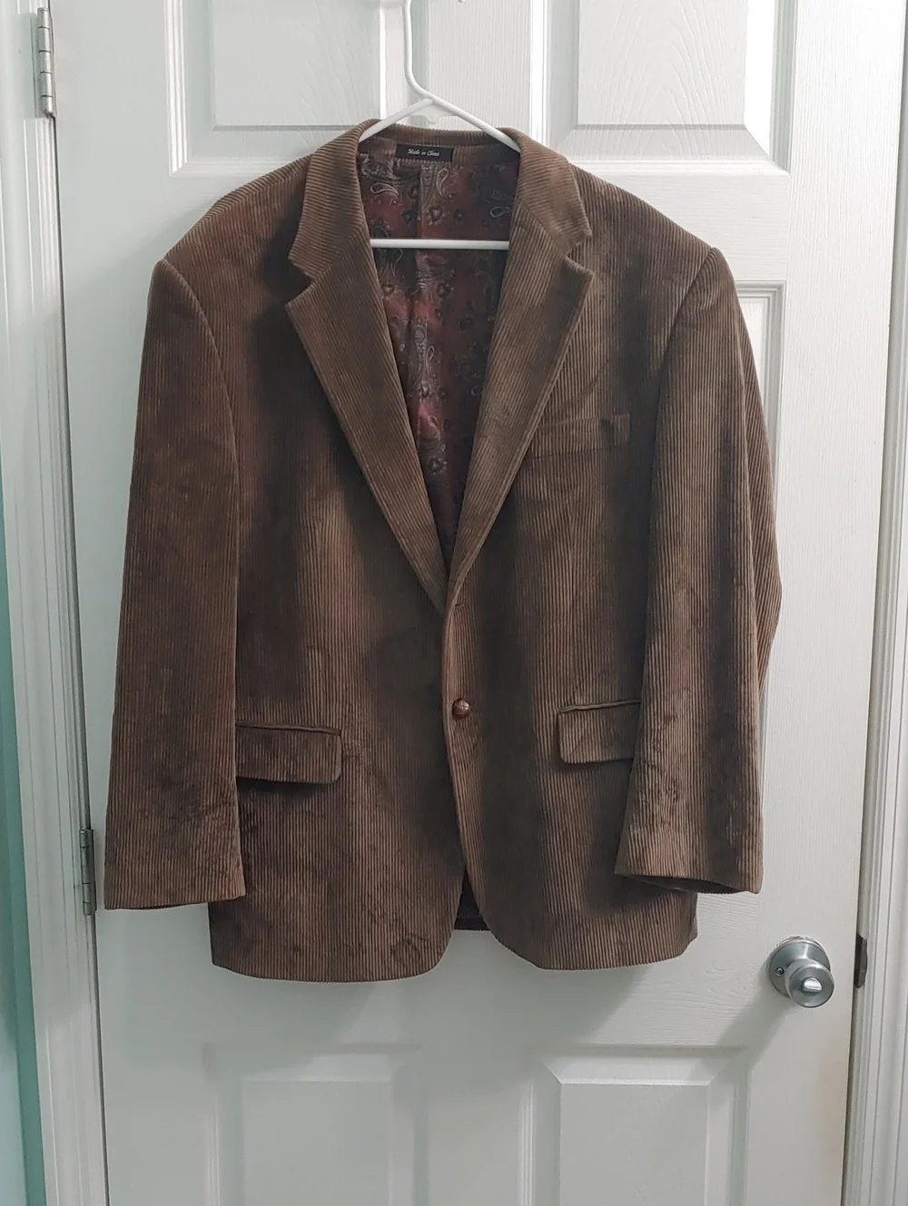Vintage Ralph Lauren Corduroy Blazer Brown Paisley Lined Men's Size 44S